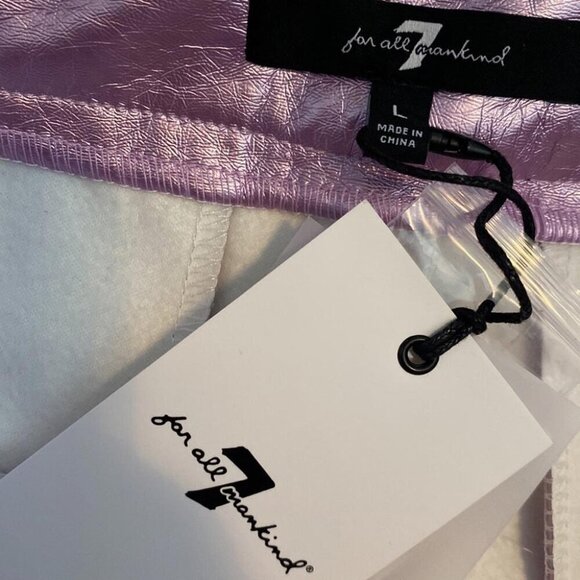 7 For All Mankind Metallic Pink Faux Leather Pants Barbiecore - Picture 9 of 10